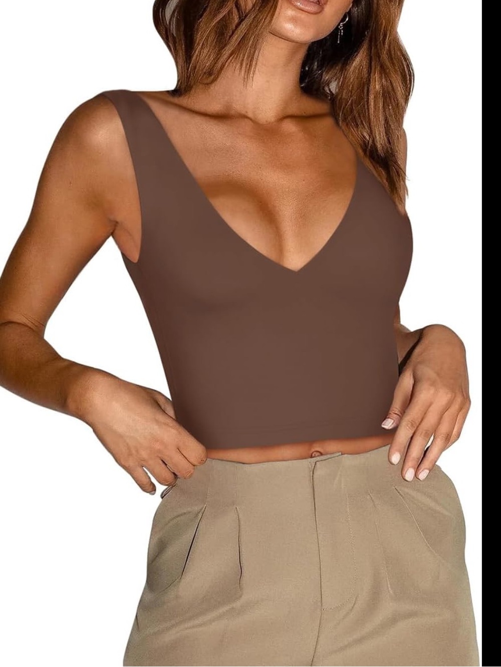 (17) NWT seamless Brown V-Neck Tank Top